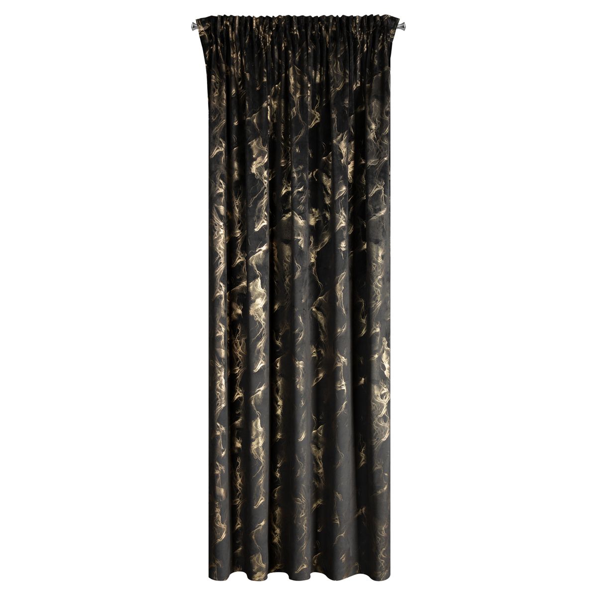 Zasłona welwetowa Naira czarna 140 x 270 cm na taśmie