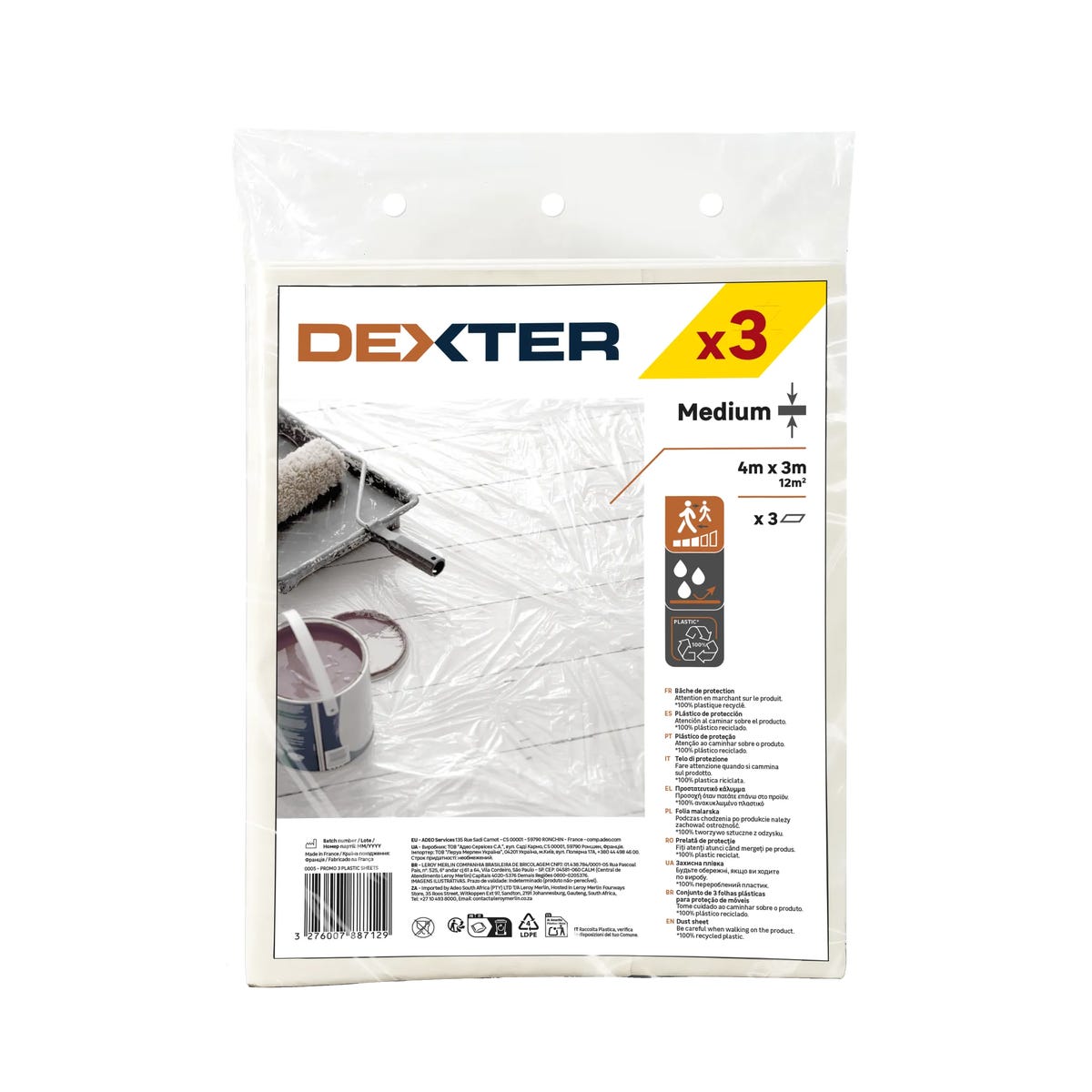 Dexter Zestaw 3 folii ochronnych 3 x 4 m