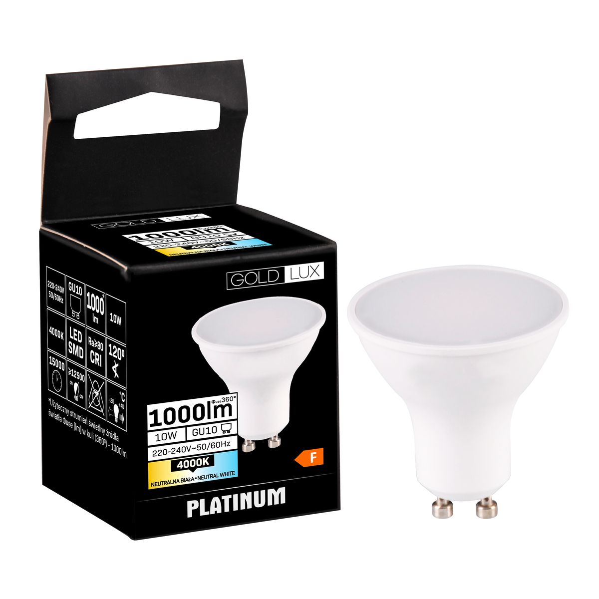 Żarówka LED GU10 10 W 1000 lm Neutralna biel Goldlux