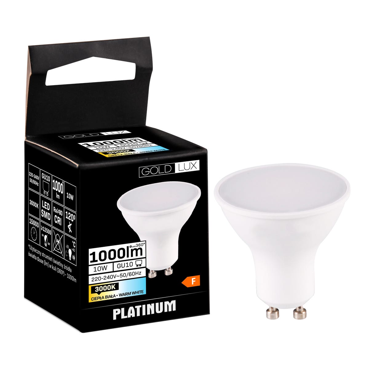 Żarówka LED GU10 10 W 1000 lm Ciepła biel Goldlux