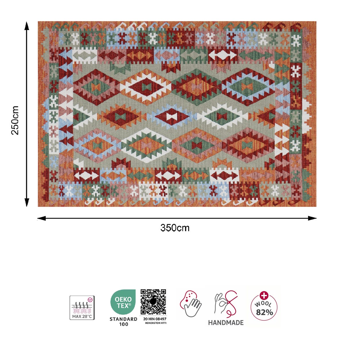 Dywan wełniany Ethnic 250 x 350 cm Inspire