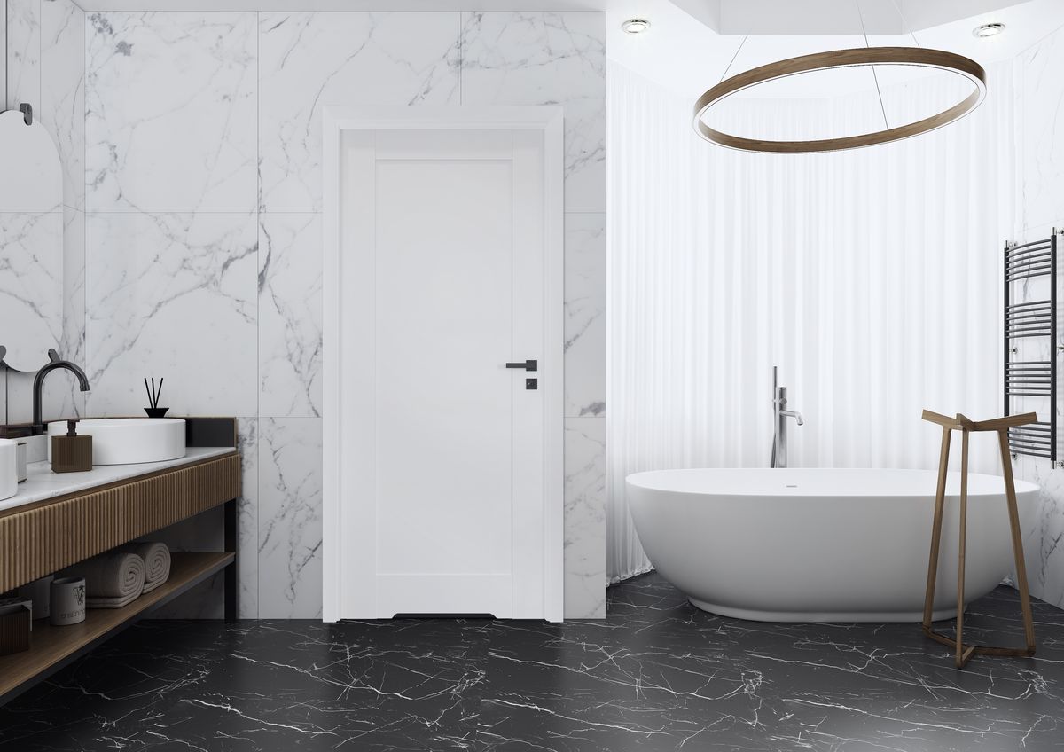 Drzwi wewnętrzne łazienkowe z podcięciem wentylacyjnym Mondo 60 lewe białe