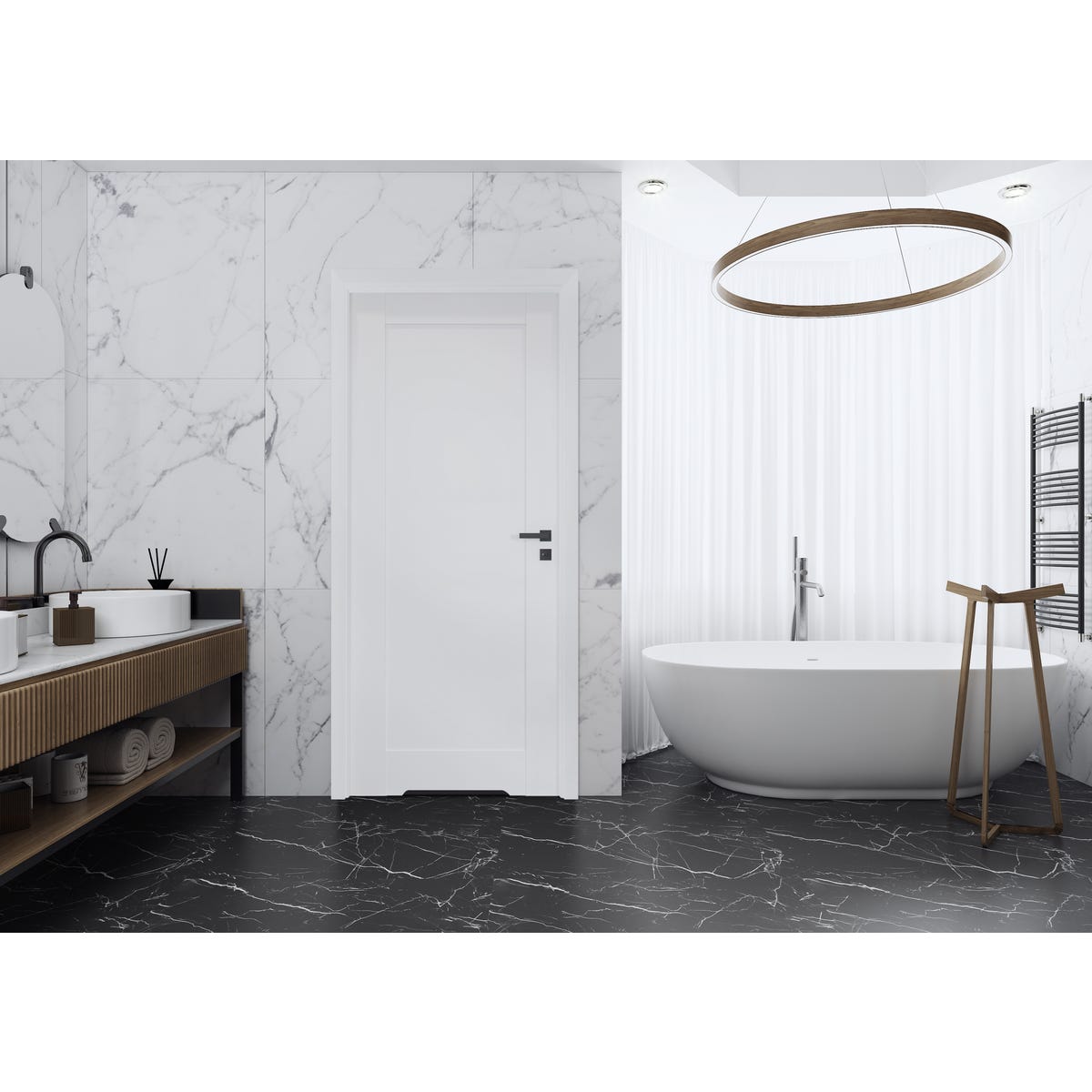 Drzwi wewnętrzne łazienkowe z podcięciem wentylacyjnym Mondo 70 prawe białe