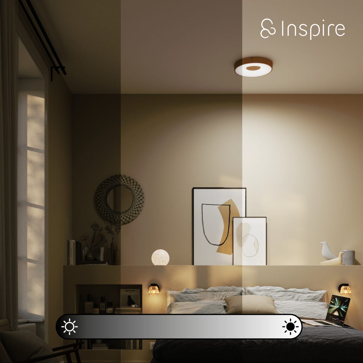 Plafon Piazo drewno śr. 38 cm LED Inspire