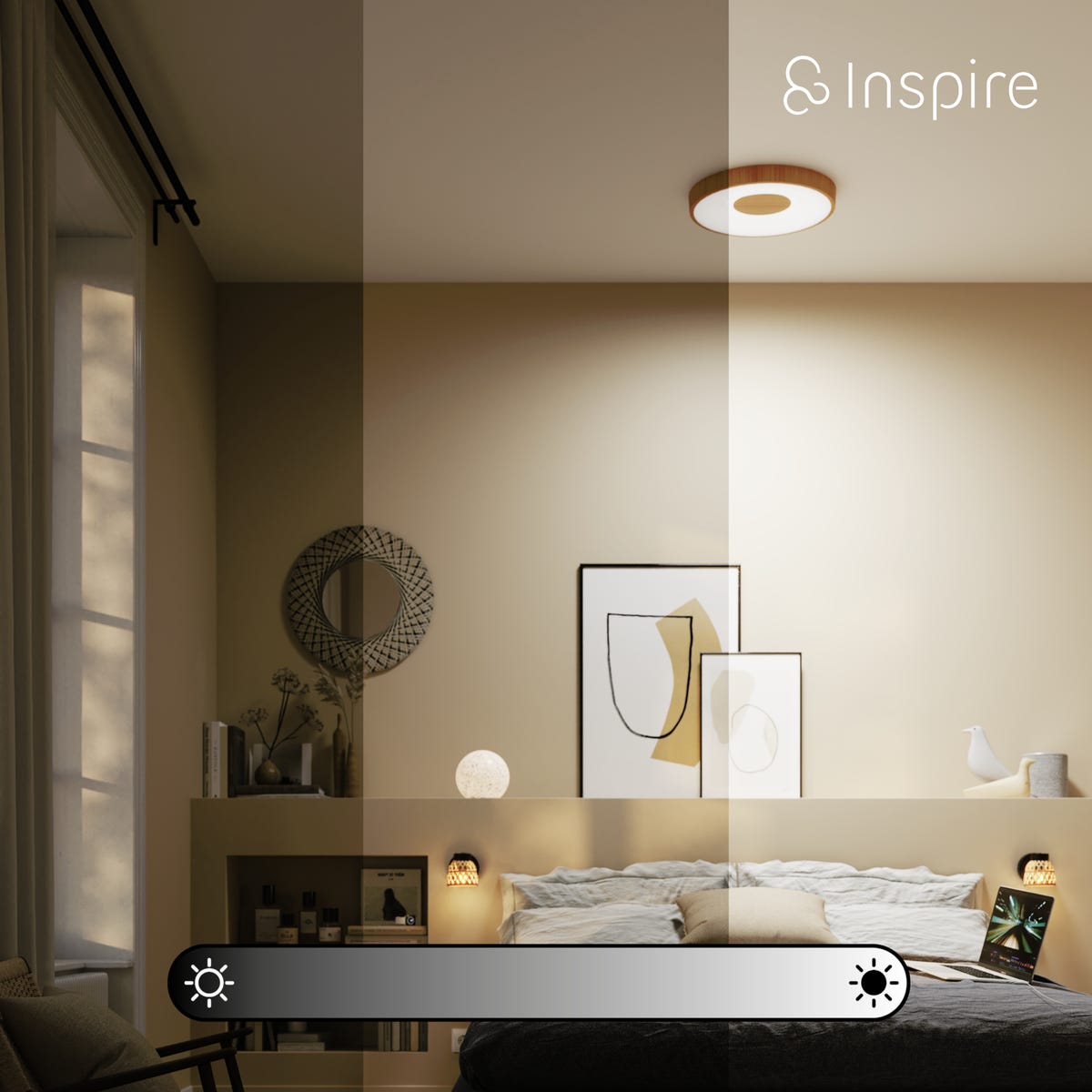 Plafon Piazo drewno śr. 48 cm LED Inspire
