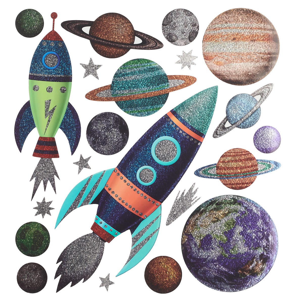 Zestaw naklejek dekoracyjnych dla dzieci Kosmos