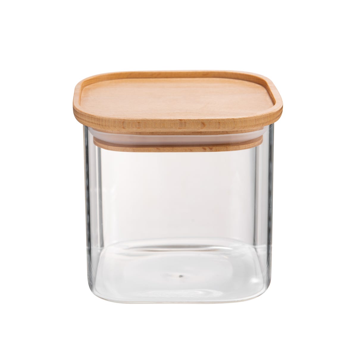 Pojemnik szklany z bukową pokrywką 500 ml Delinia