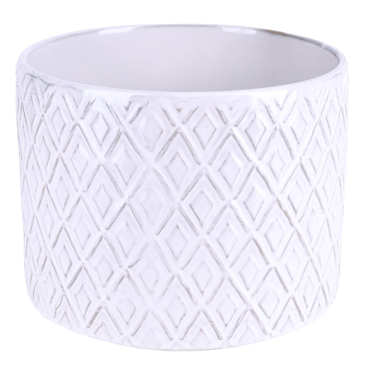 DHG Osłonka doniczki ceramiczna Diamante 27cm biała