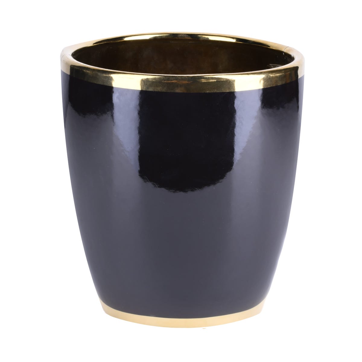 DHG Osłonka doniczki ceramiczna Lome 25cm czarno-złota