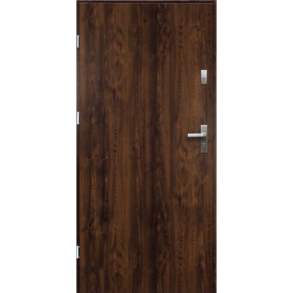 OK DOORS Drzwi zewnętrzne stalowe wejściowe Arges orzechowe 80 lewe