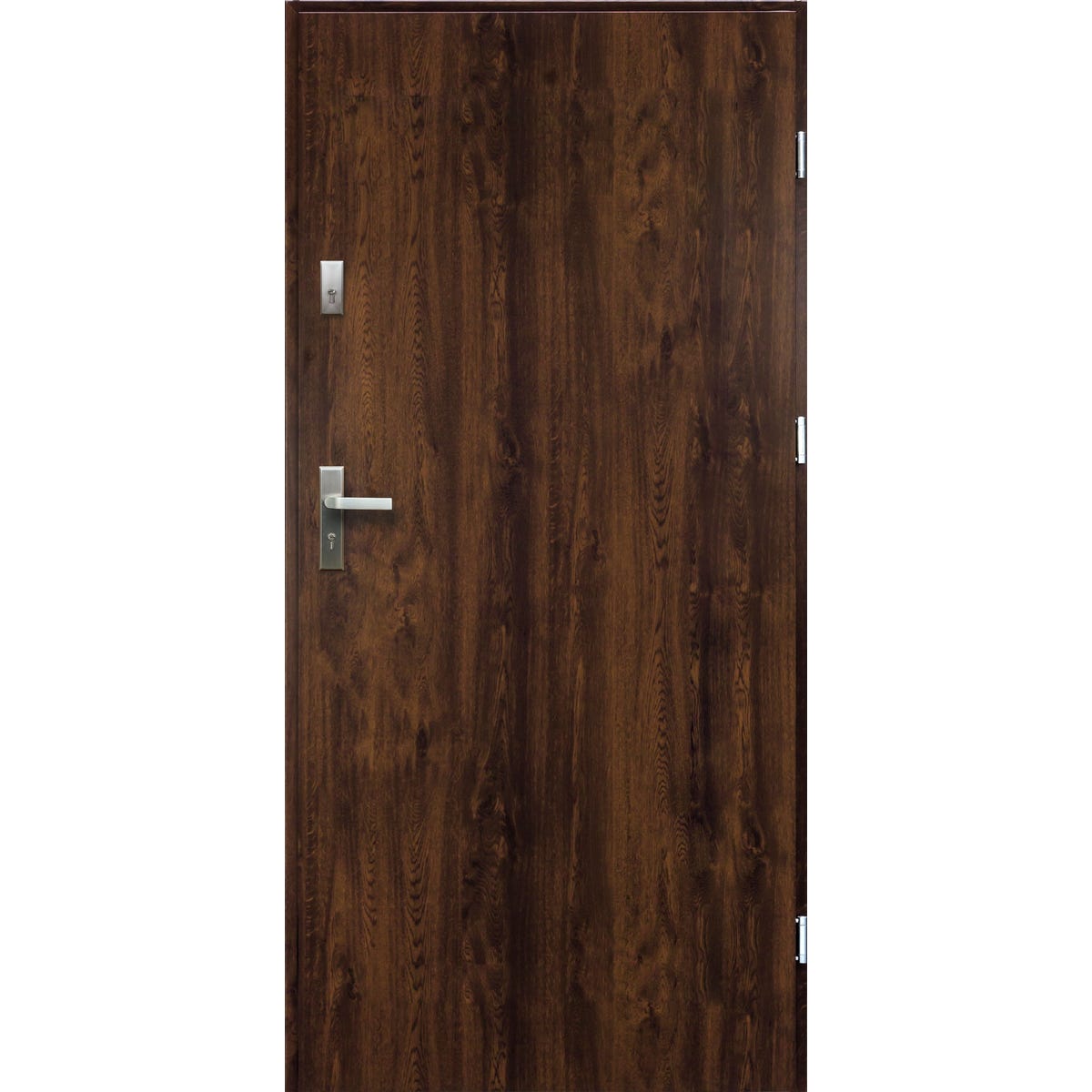 OK DOORS Drzwi zewnętrzne stalowe wejściowe Arges orzechowe 80 prawe