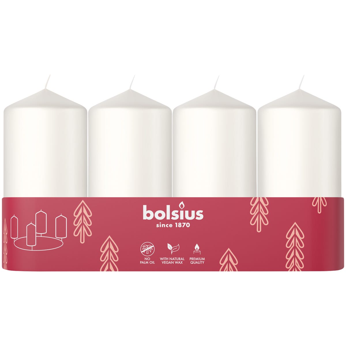 Świeca pieńkowa 4 szt. biała wys. 10 cm Bolsius