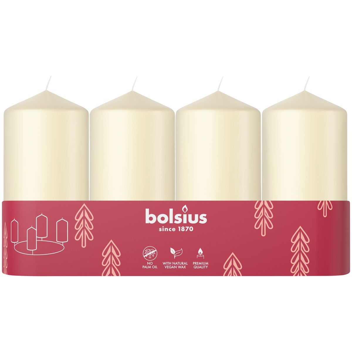 Świeca pieńkowa 4 szt. perła wys. 10 cm Bolsius