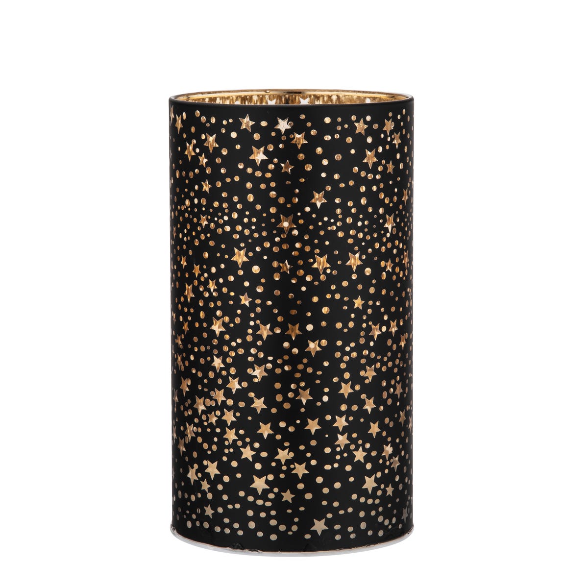 Lampion LED Gwiazdki 9 x 14 cm czarno-złoty