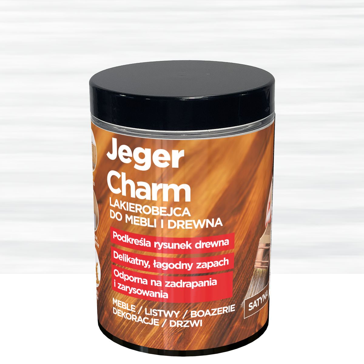 Lakierobejca do mebli i drewna Charm biały satyna 0.2 l Jeger