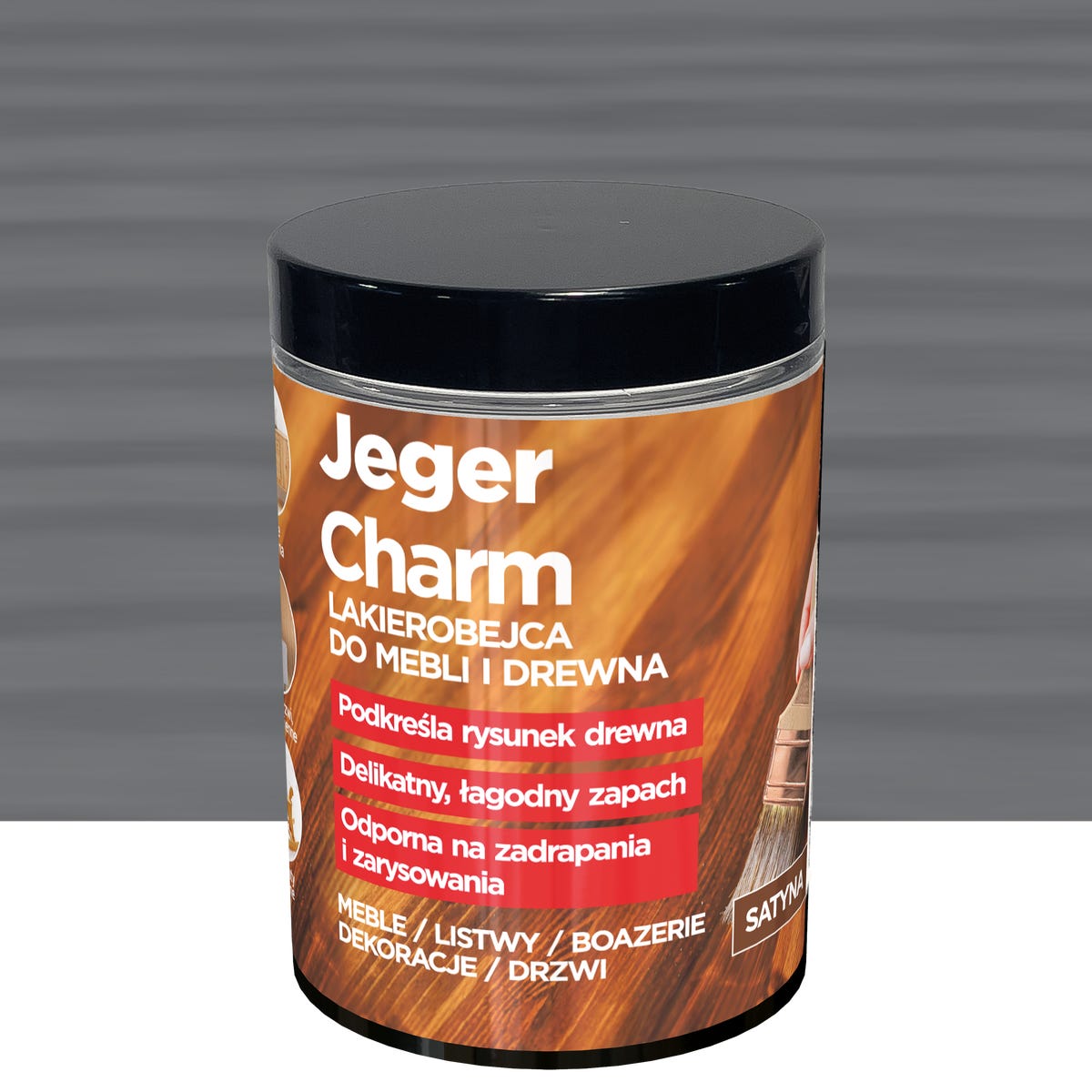 Lakierobejca do mebli i drewna Charm szary satyna 0.2 l Jeger
