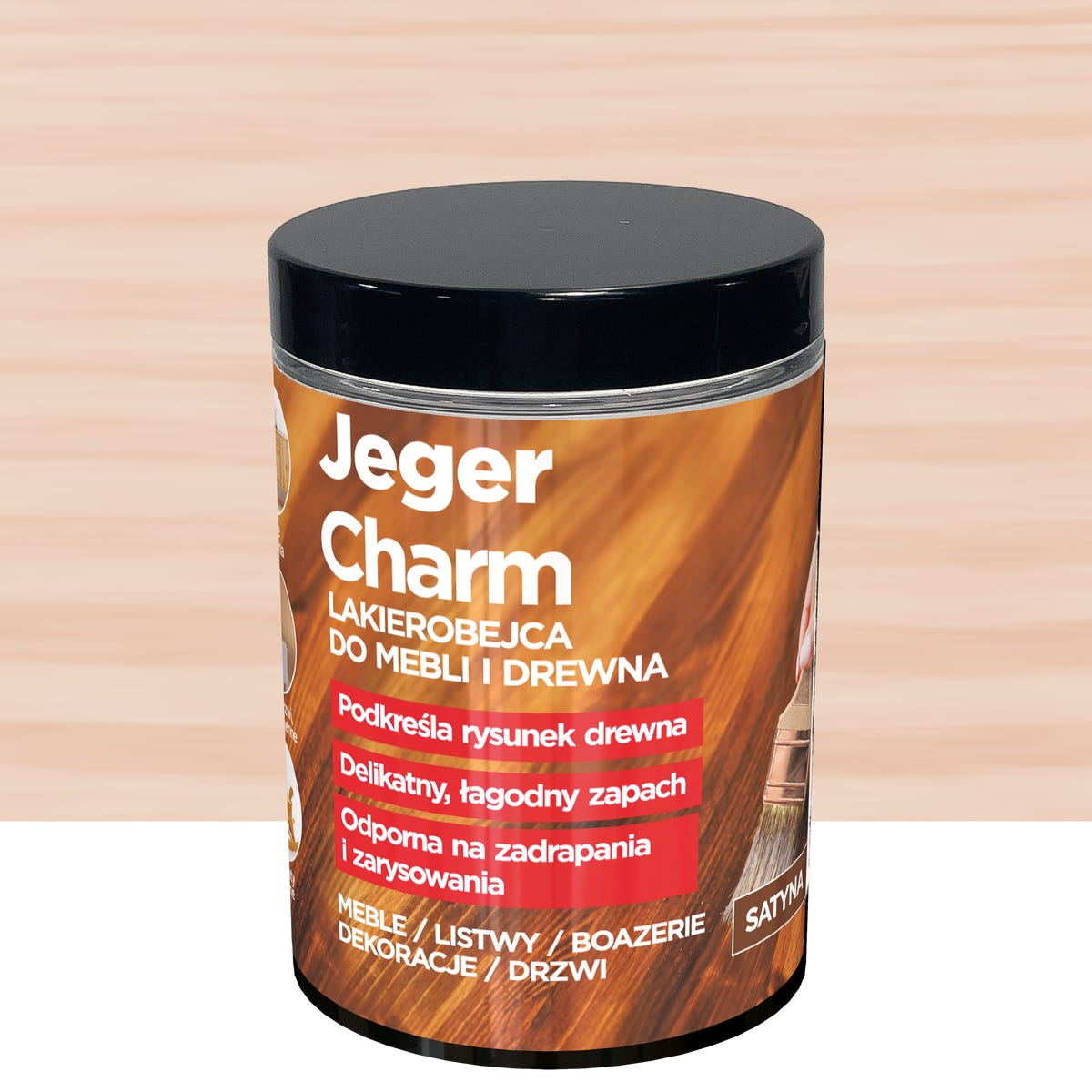 Lakierobejca do mebli i drewna Charm pudrowy róż satyna 0.2 l Jeger