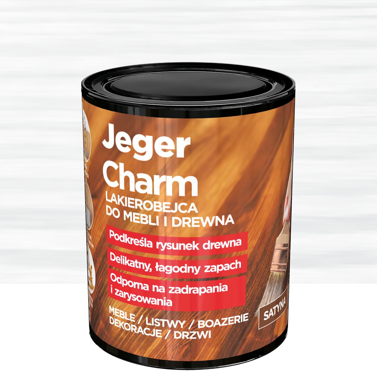 Lakierobejca do mebli i drewna Charm biały satyna 0.75 l Jeger