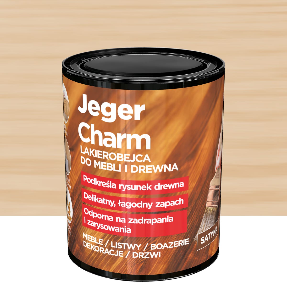 Lakierobejca do mebli i drewna Charm beżowy satyna 0.75 l Jeger