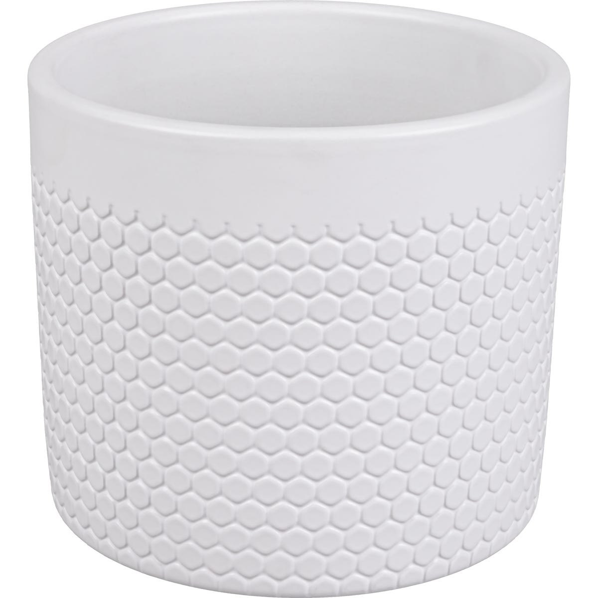 Ceramik Osłonka doniczki ceramiczna 13.5cm plaster miodu biała