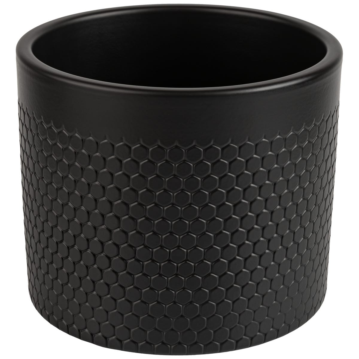 Ceramik Osłonka doniczki ceramiczna 23.5cm plaster miodu czarna