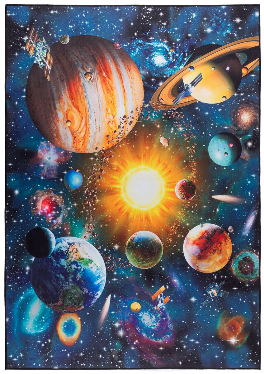 Dywan dzięcięcy Print 3D Planety 120 x 160 cm