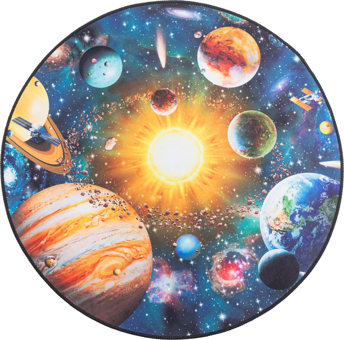 Dywan dzięcięcy okrągły Print 3D Planety śr. 80 cm