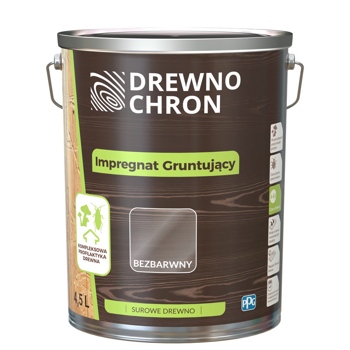 Impregnat do drewna gruntujący 4.5 l Drewnochron