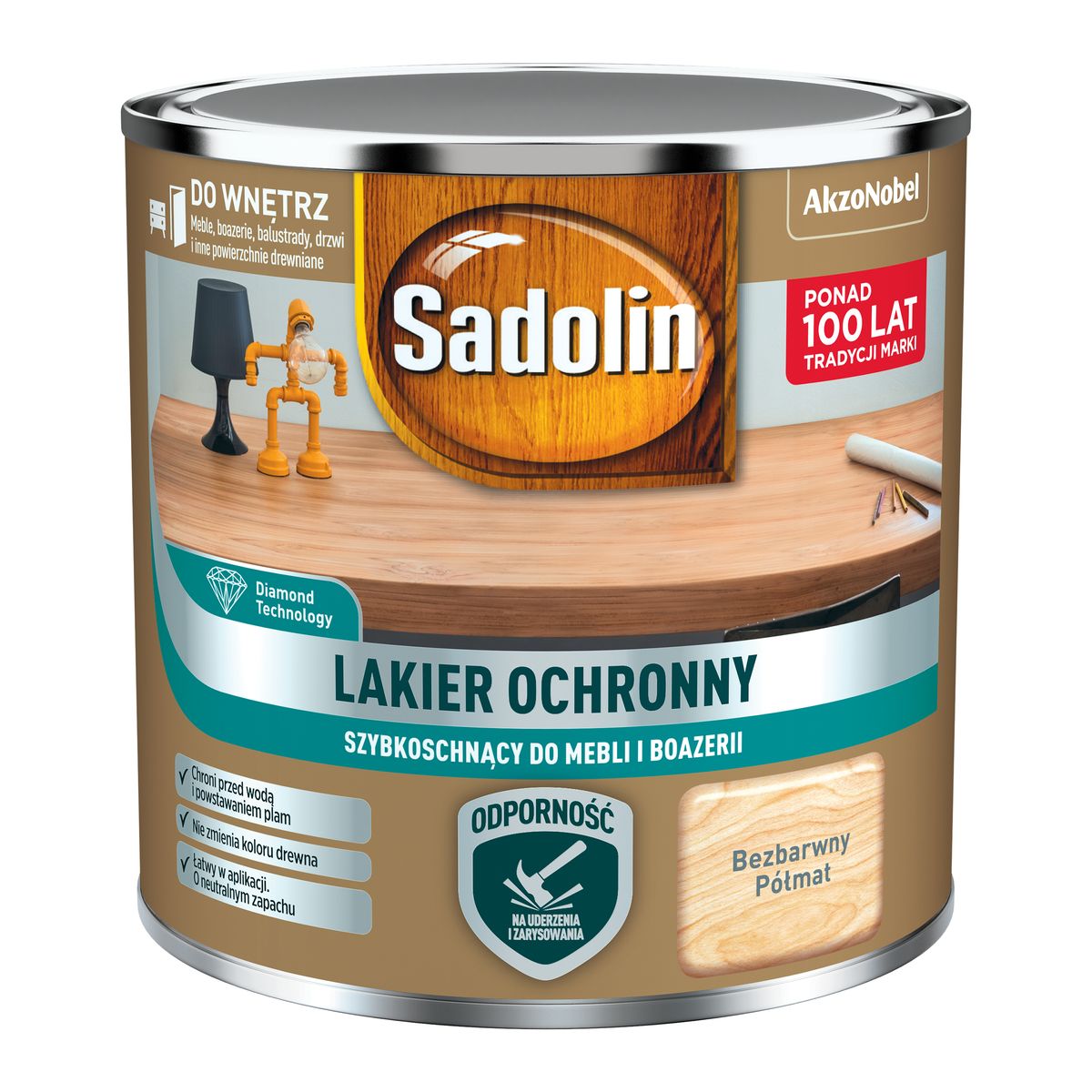 Lakier do mebli i boazerii bezbarwny półmat 0.2 l Sadolin