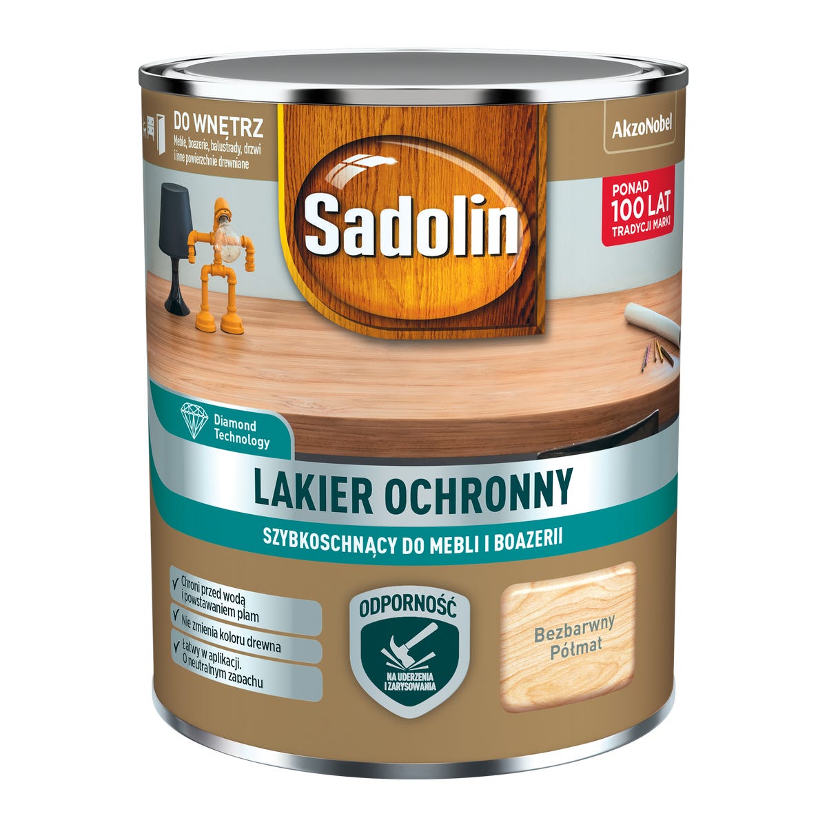 Lakier do mebli i boazerii bezbarwny półmat 0.7 l Sadolin
