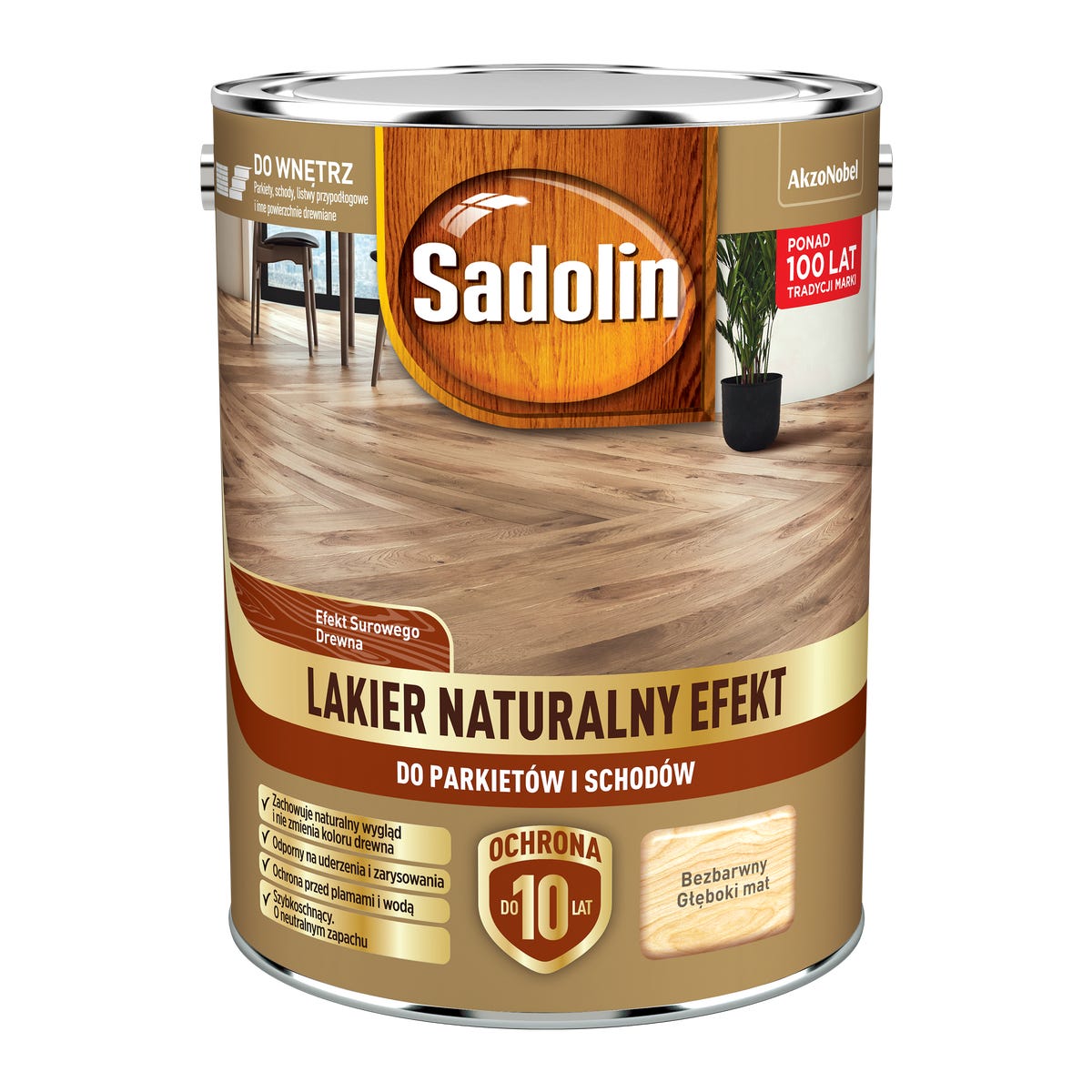 Lakier do parkietu i schodów bezbarwny głęboki mat 4.5 l Sadolin