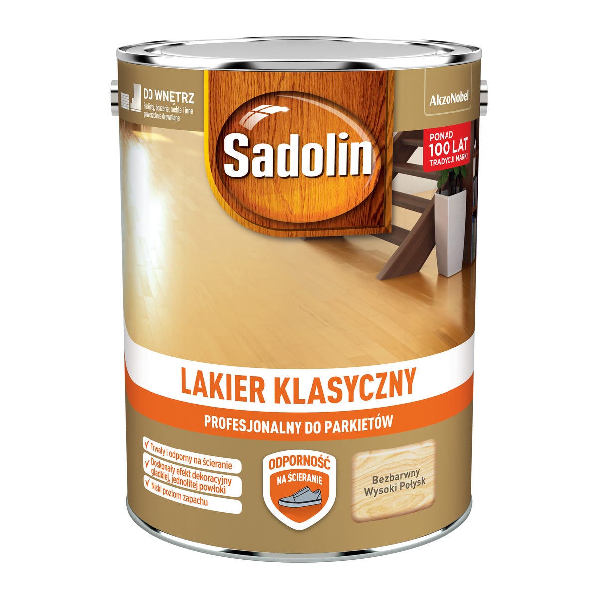 Lakier do parkietu klasyczny bezbarwny wysoki połysk 4.5 l Sadolin