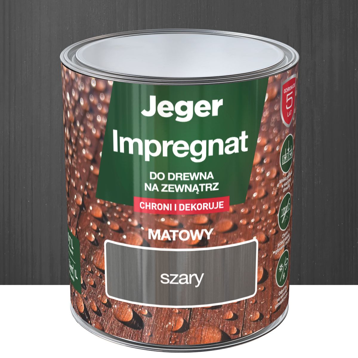 Impregnat do ochrony i dekoracji drewna szary 0.7 l Jeger