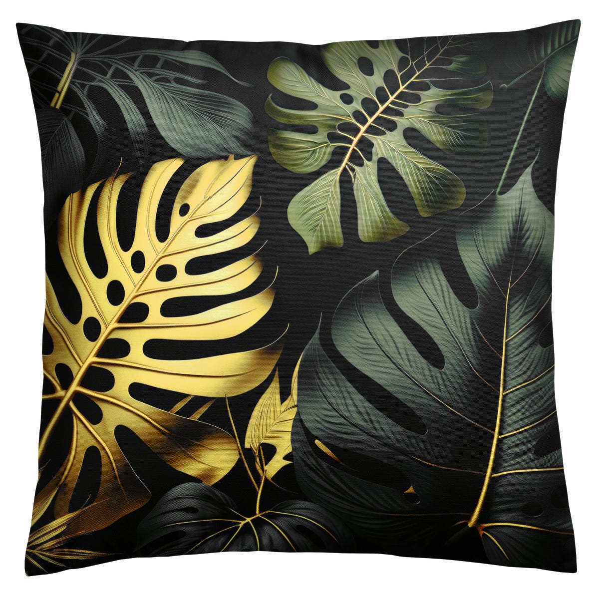 Domarex Poduszka ogrodowa dekoracyjna Botanic Black Gold 45x45 cm czarna w liście