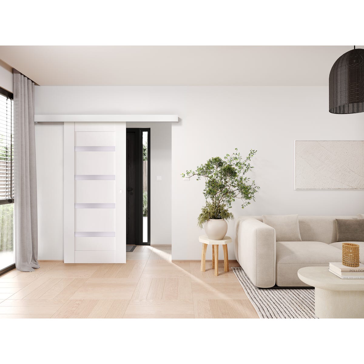 Artens Drzwi przesuwne Parma biała 90 lewe