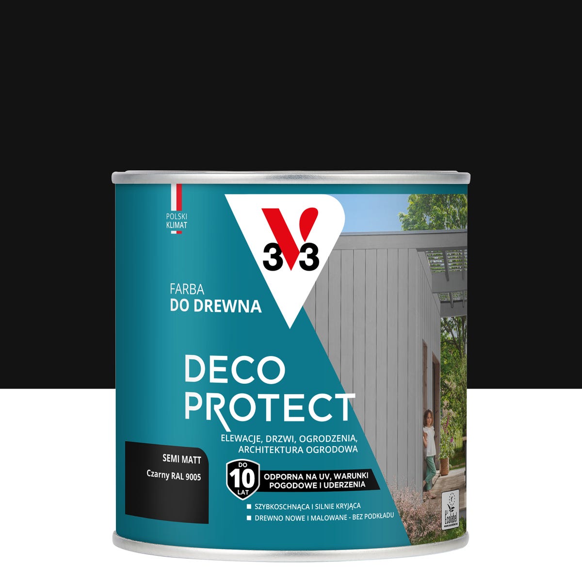 Farba do drewna Deco Protect Czarny RAL 9005 0.5 l V33