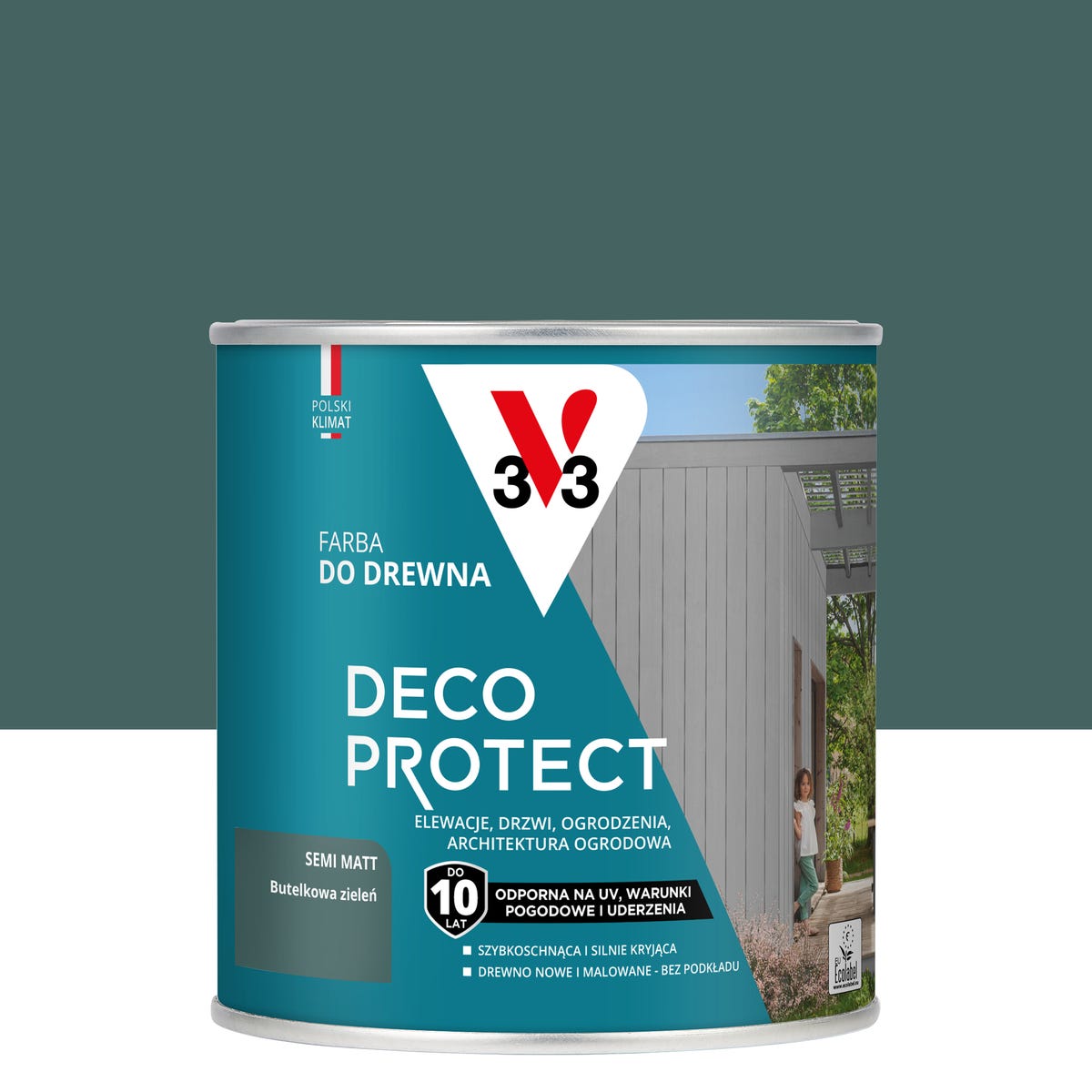 Farba do drewna Deco Protect Butelkowa zieleń 0.5 l V33