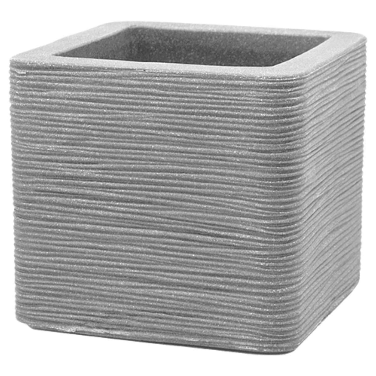 Donica plastikowa Kubus Rillen 30x30x27 cm szara Vog