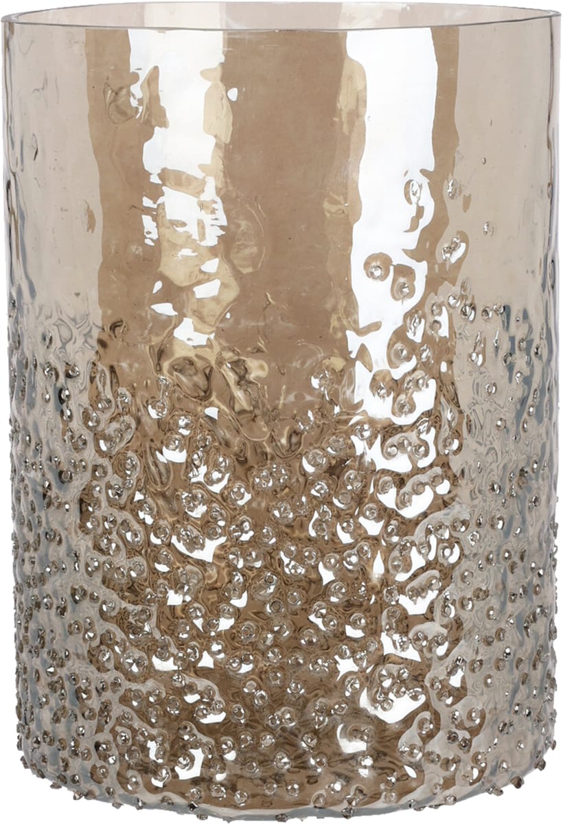 Świecznik szklany świąteczny wys. 15 cm złoty