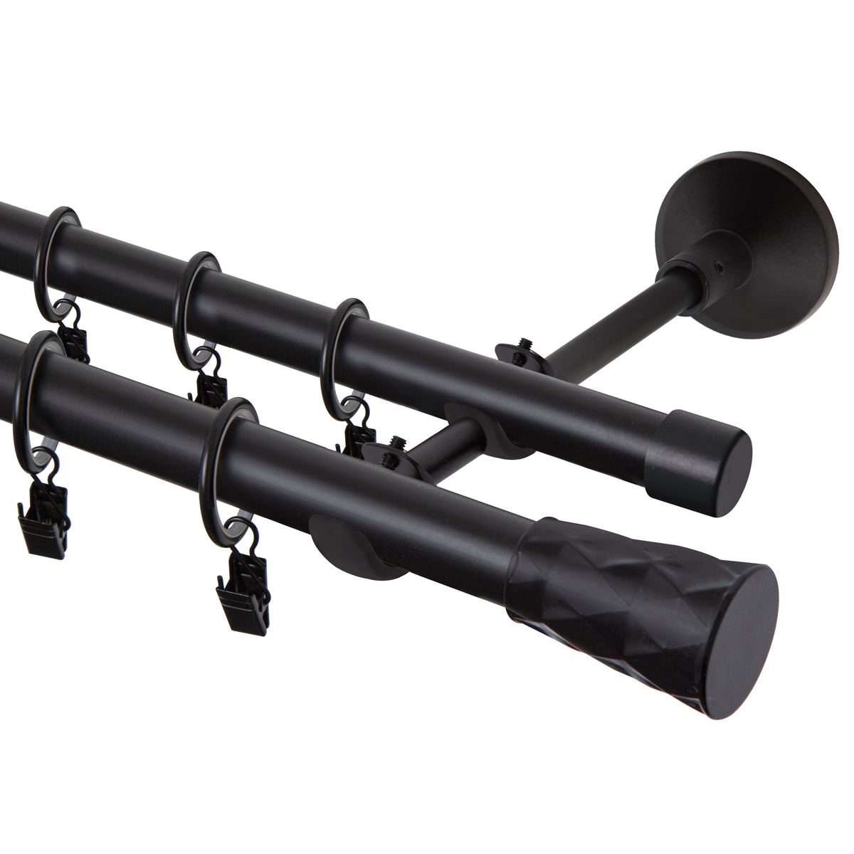 Karnisz Shape podwójny 200 czarny mat 16/19 mm
