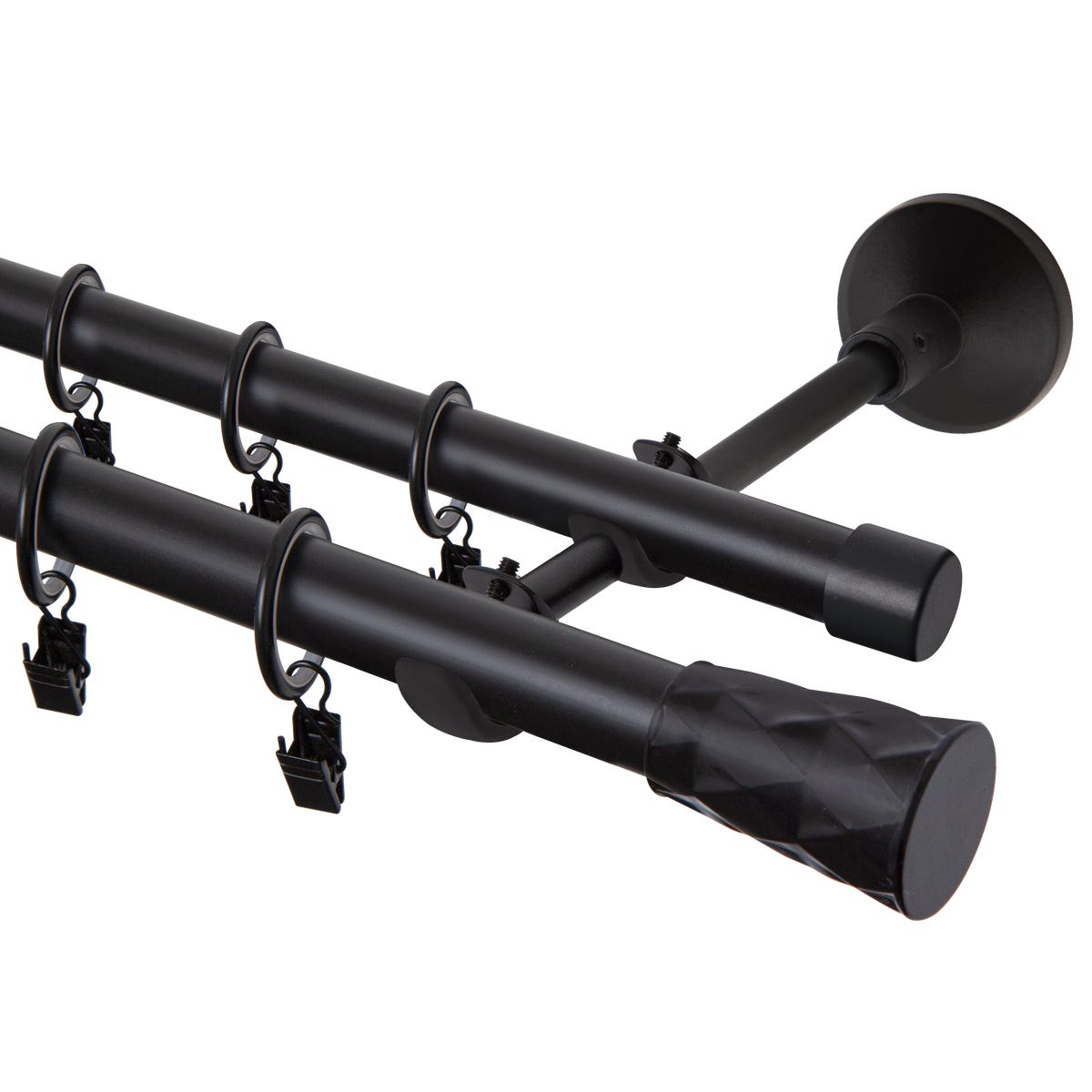 Karnisz Shape podwójny 300 czarny mat 16/19 mm