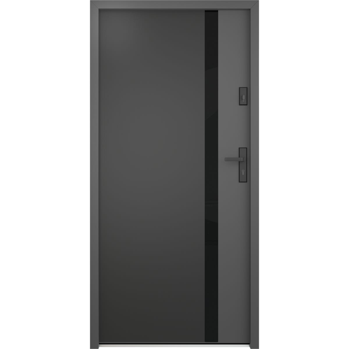 O.K.DOORS Drzwi stalowe zewnętrzne wejściowe Cambrige V2 antracytowe 90 prawe