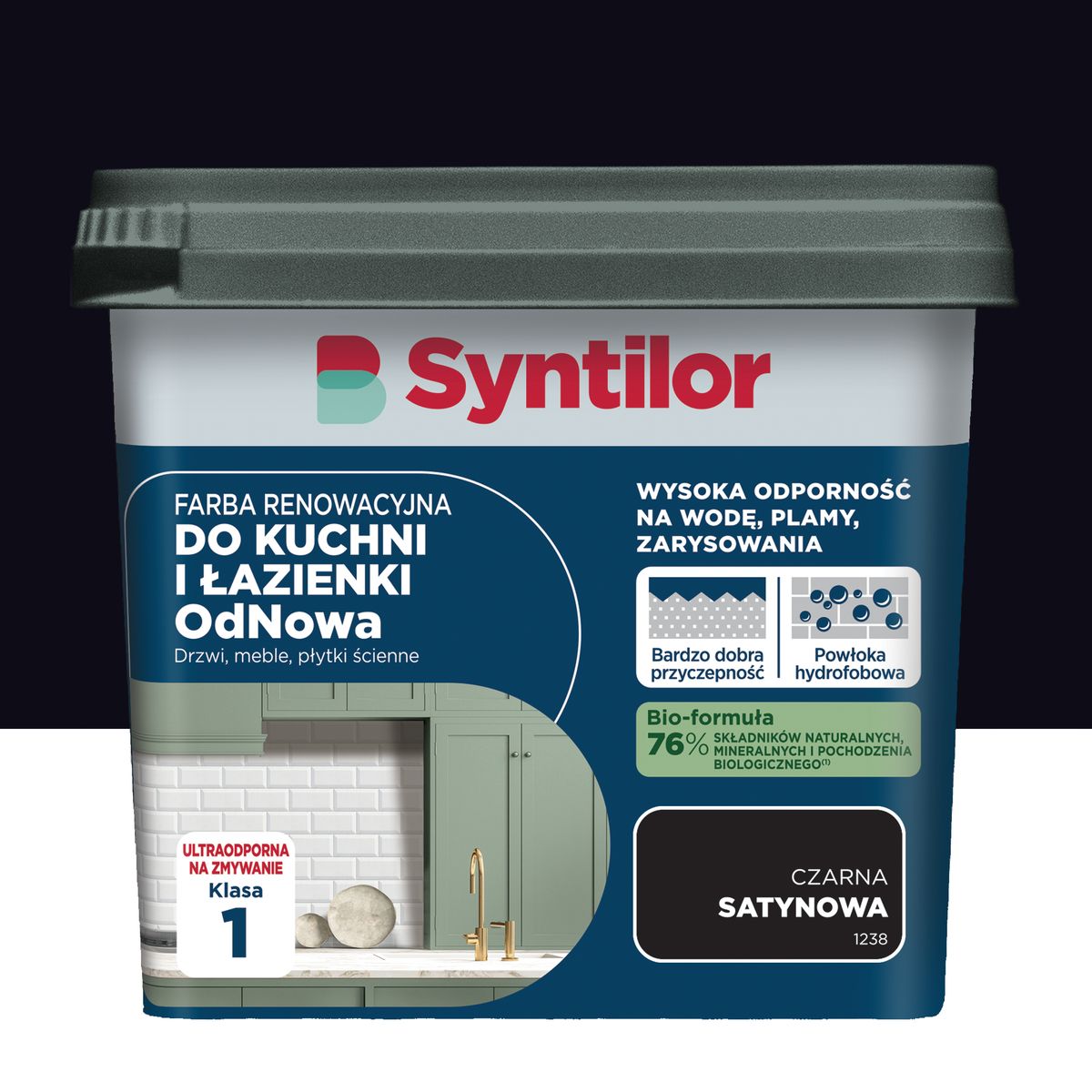 Syntilor Farba renowacyjna do kuchni i łazienki OdNowa Czarna satynowa 0.75 l
