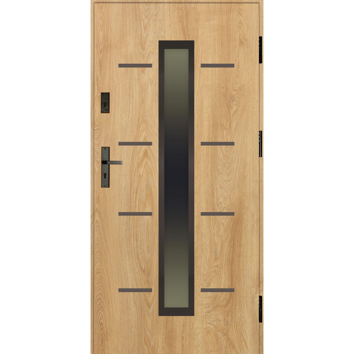 SPLENDOOR Drzwi stalowe zewnętrzne wejściowe Mediolan Passive dąb naturalny 90 prawe