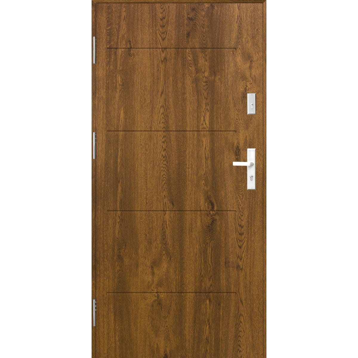 SPLENDOOR Drzwi stalowe zewnętrzne wejściowe antywłamawiowe RC2 Komo Acoustic orzechowe 80 lewe