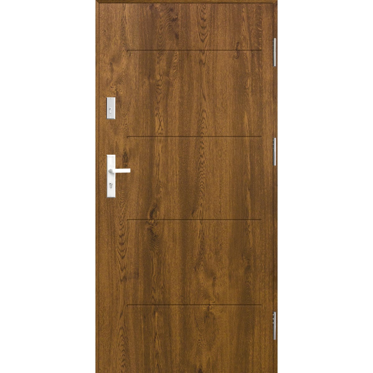 SPLENDOOR Drzwi stalowe zewnętrzne wejściowe antywłamawiowe RC2 Komo Acoustic orzechowe 80 prawe