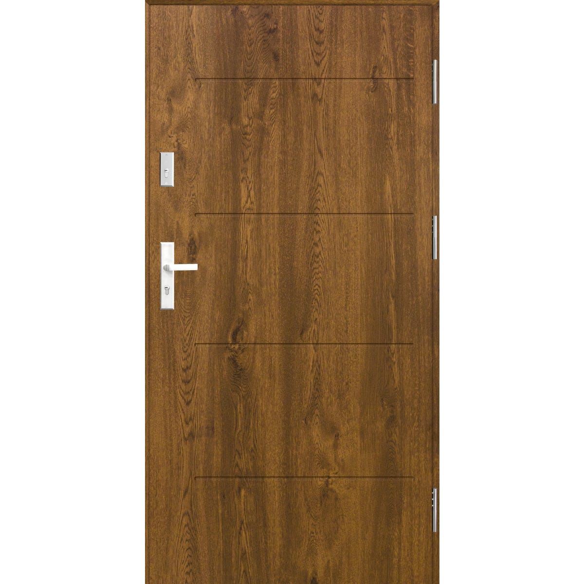 SPLENDOOR Drzwi stalowe zewnętrzne wejściowe antywłamawiowe RC2 Komo Acoustic orzechowe 90 prawe