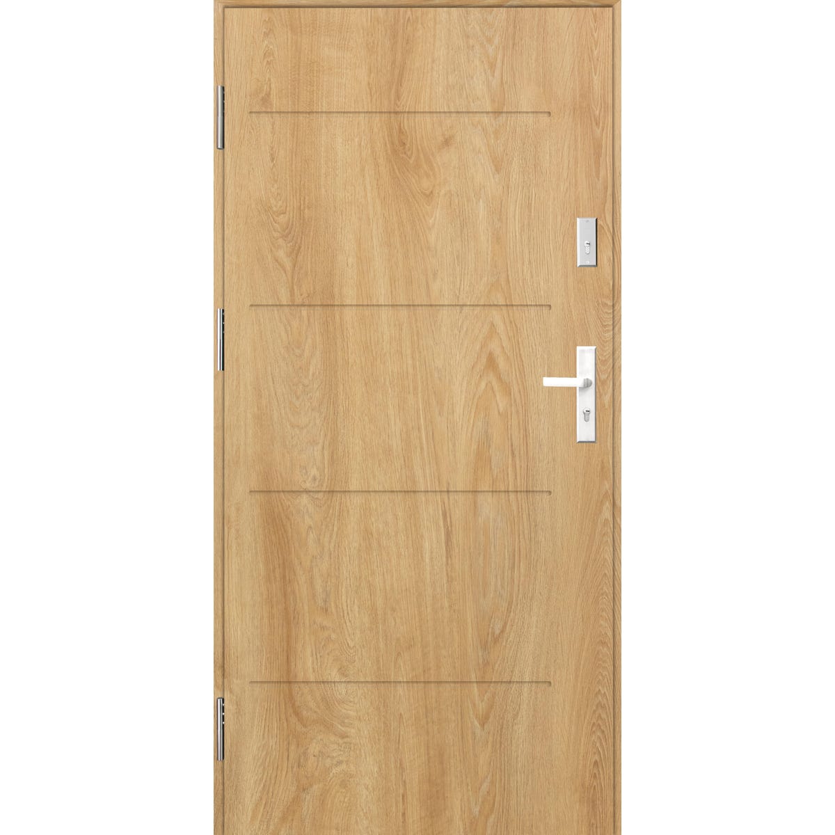 SPLENDOOR Drzwi stalowe zewnętrzne wejściowe antywłamawiowe RC2 Komo Acoustic dąb naturalny 80 lewe