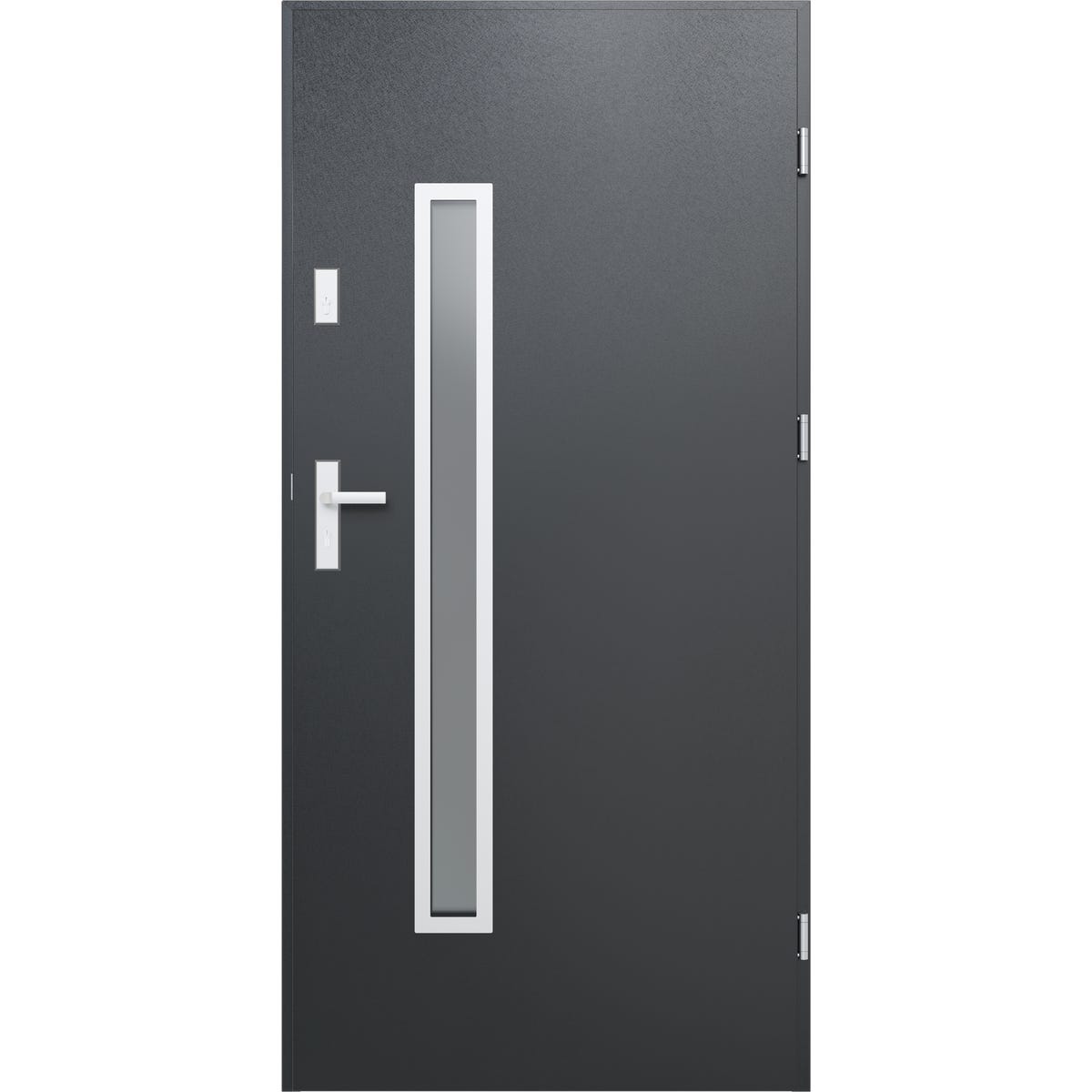 O.K.DOORS Drzwi stalowe zewnętrzne wejściowe Diana 2 antracytowe 80 prawe