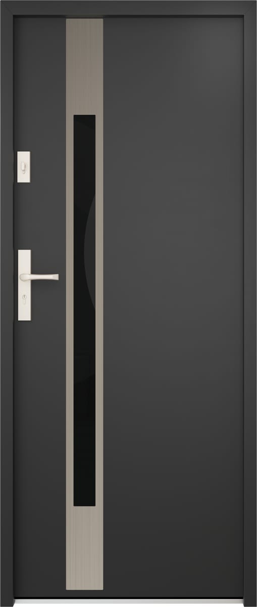 O.K.DOORS Drzwi stalowe zewnętrzne wejściowe Ariadna Black Passive 68 Anoda czarne 80 lewe